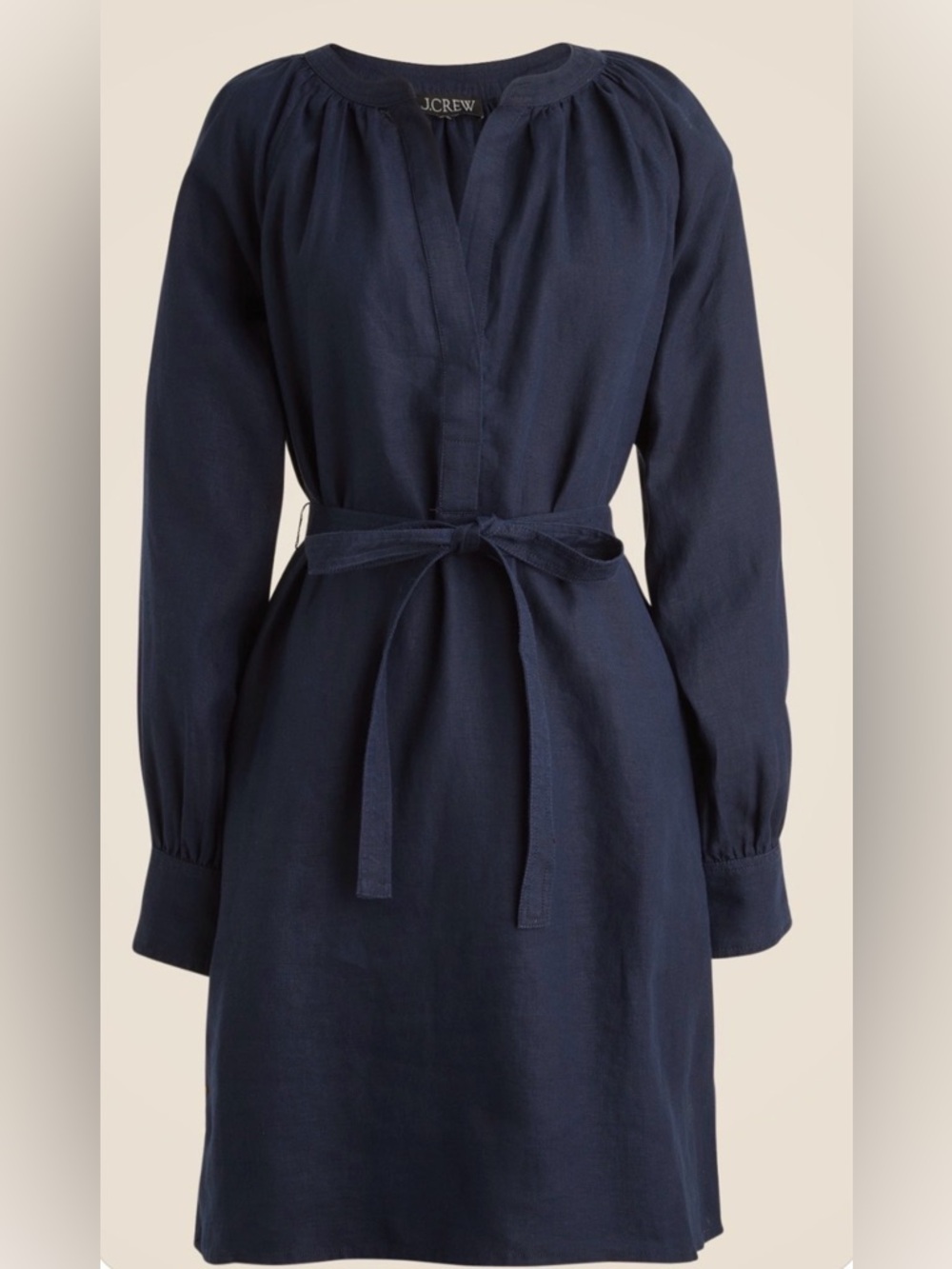 J. Crew Navy Cabana Linen Dress